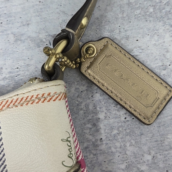 Coach | Peyton Tattersall Shoulder Bag Adjustable Strap Cream Pink Green Purple - Picture 5 of 12